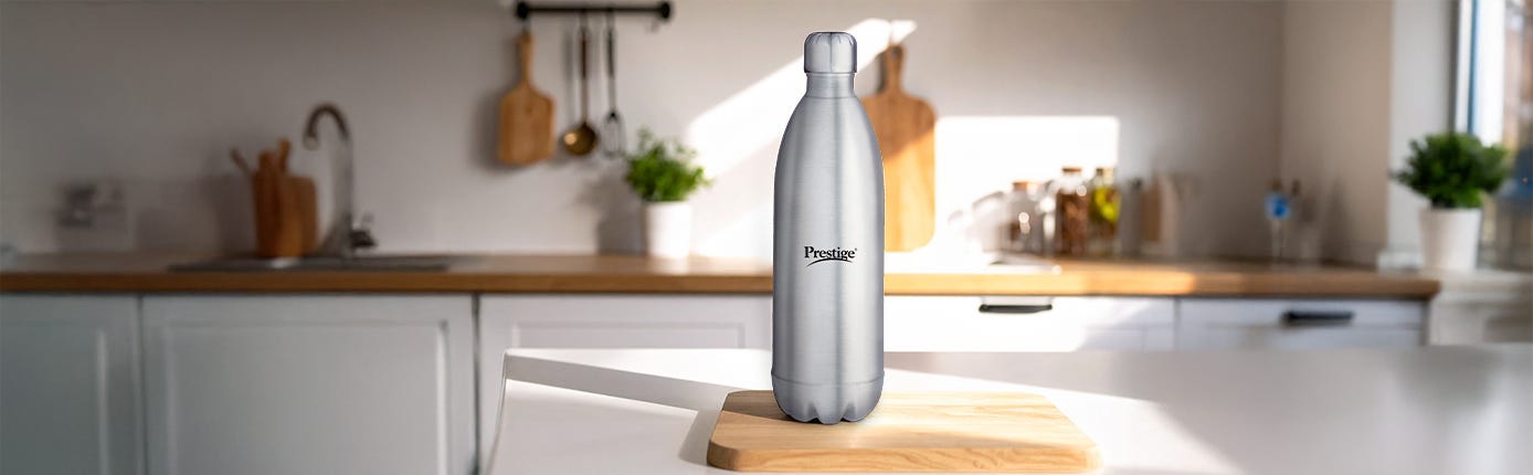 Prestige Thermopro PWSL 2 Stainless Steel Vacuum Water Bottle, (Silver)