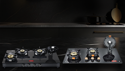Two black prestige gas stoves